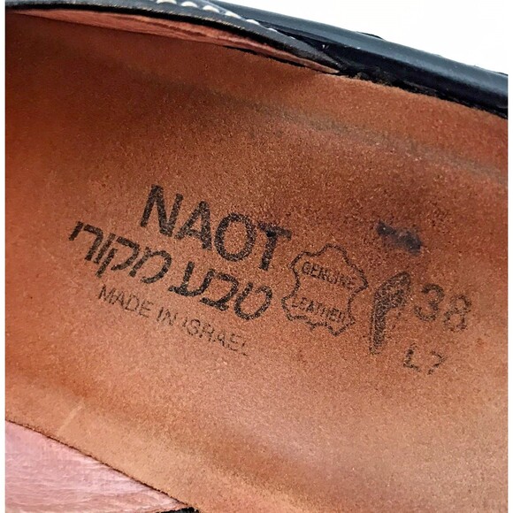 Naot Black Leather Clogs Women's 7 Embroidered Floral Slip On Mules Comfort Shoe - Picture 10 of 12